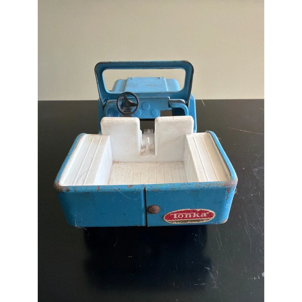 Tonka Jeep Pressed Steel Toy Truck Blue Vintage 1960s Patina